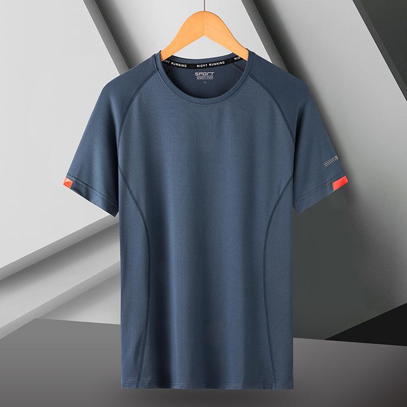 

Men s Summer Solid Color T-Shirt Breathable Comfortable Short-Sleeve Soft Sports Quick-Dry Round Collar Short-Sleeve Plus Size Casual Tee M темно-серого