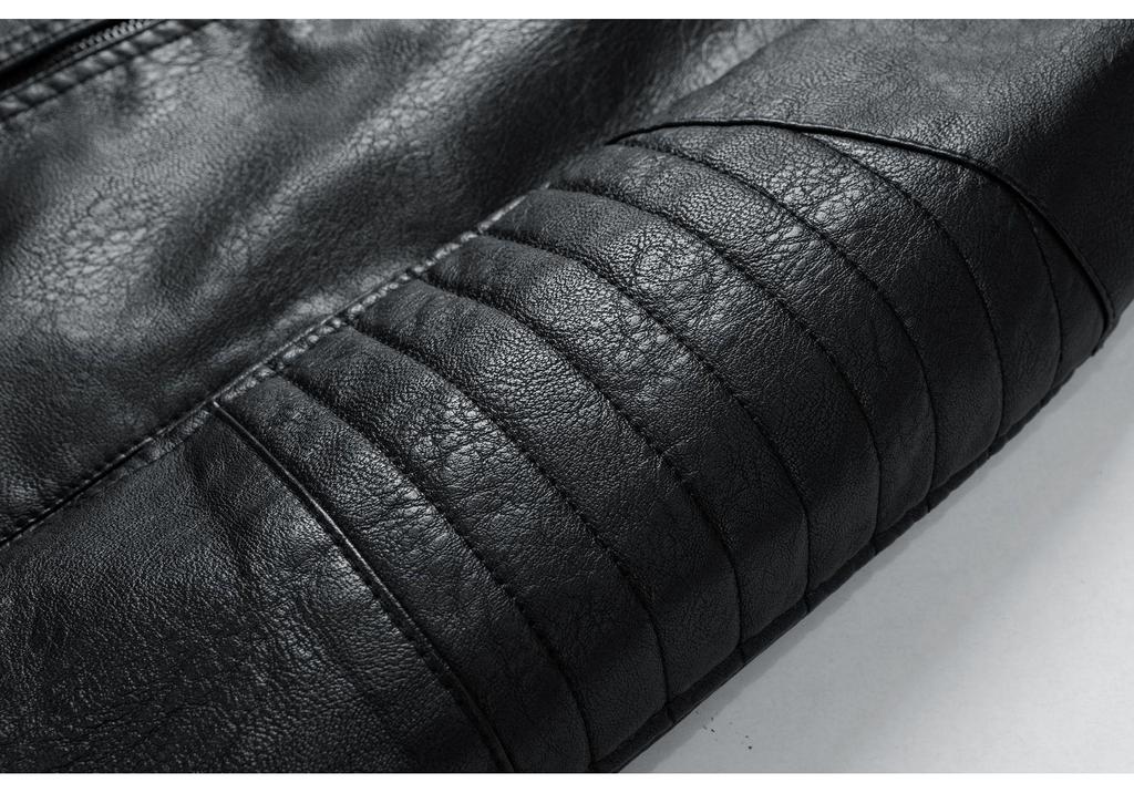 2022 Autumn/Winter Men's Stand Collar Motorcycle Leather Jacket