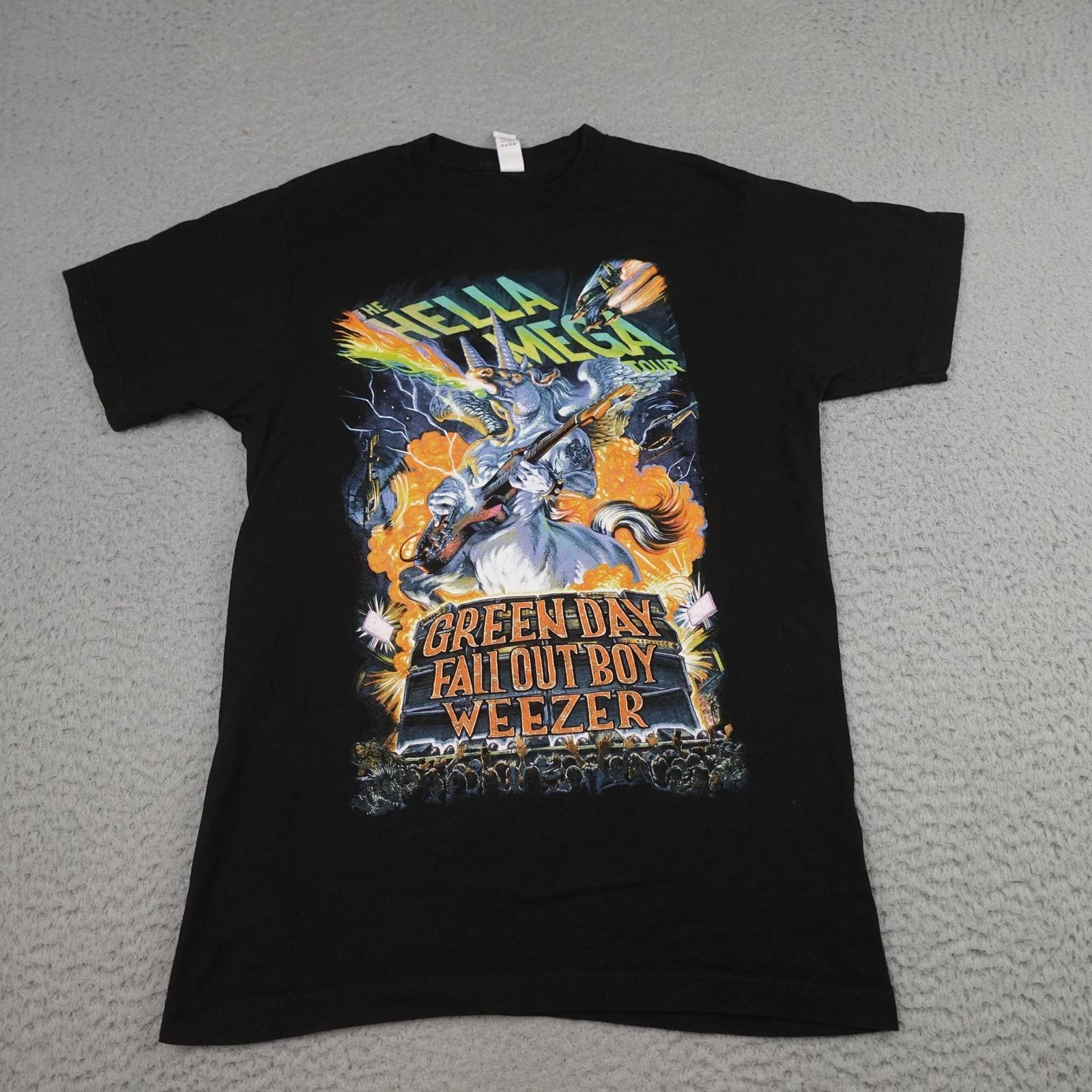 Hella Mega Tour Shirt Mens Medium Black Green Day Fall Out Boy Weezer 2021 Band S