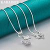 Fine 925 Sterling Silver Roman Square 16-30 Inch Pendant Necklace for Women Wedding Party Fashion Charm Jewelry