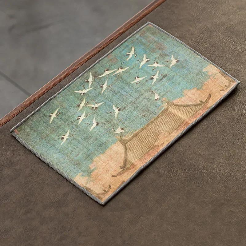 

Китайский расписной цветочный узор, утолщенное чайное полотенце, плюшевая имитация оленьей кожи, впитывающая вода, салфетки для чайной церемонии 28x18cm