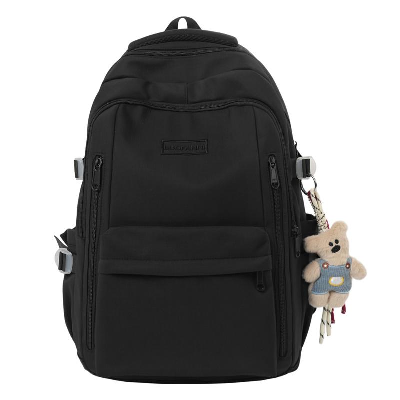 Solid Color Student Schoolbag Women's Large Capacity Backpack