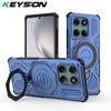 KEYSION Nárazuvzdorné magnetické pouzdro pro Motorola Edge 60 Fusion 5G s vertikálním živým kruhovým stojánkem, zadní kryt telefonu pro MOTO Edge 60 60S 5G