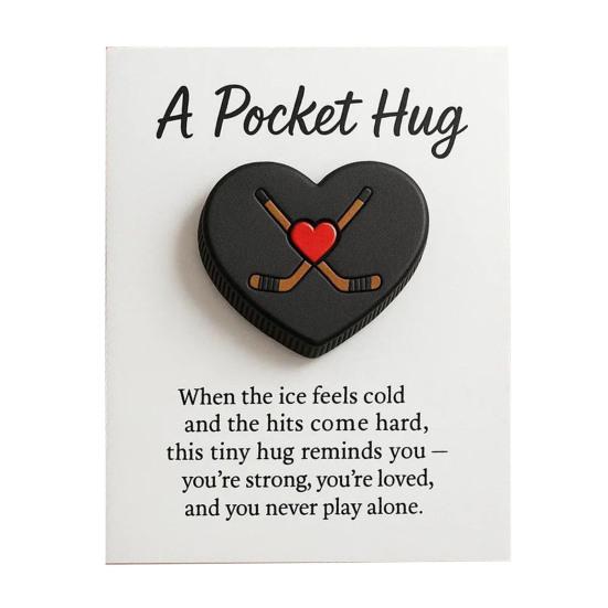 Love Heart Ball Pocket Hug with Positive Card Emotional Support Heart Shaped Ball Pocket Token Athletes Sports Fans Collectible Encouragement Gift