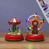 LED Lighted Music Box Battery Operated Musical Merry-Go-Round Sky Wheel Resin Ornament Carousel Horse Whirligig Toy