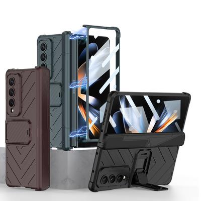 Magnetický pant, plný ochranný stojánek, přední tvrzené sklo, kryt pro Samsung Galaxy Z Fold 4, nárazuvzdorné brnění