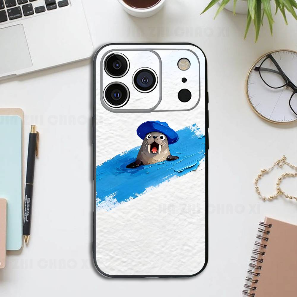 

Painting Animal Black Phone Case For IPhone 17 16 15 14 13 12 13 12 11 Pro Max Plus XS XR Silicone Soft Back Cover iPhone14Plus