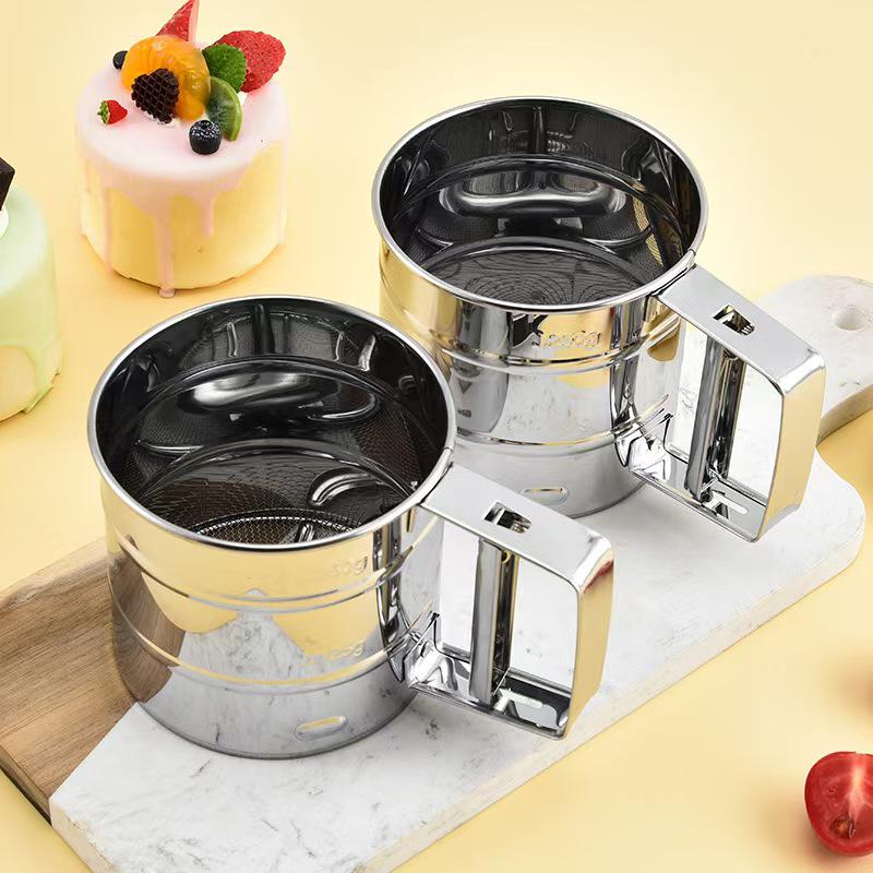 Stainless Steel Semi-Automatic Handheld Flour Sifter for Baking