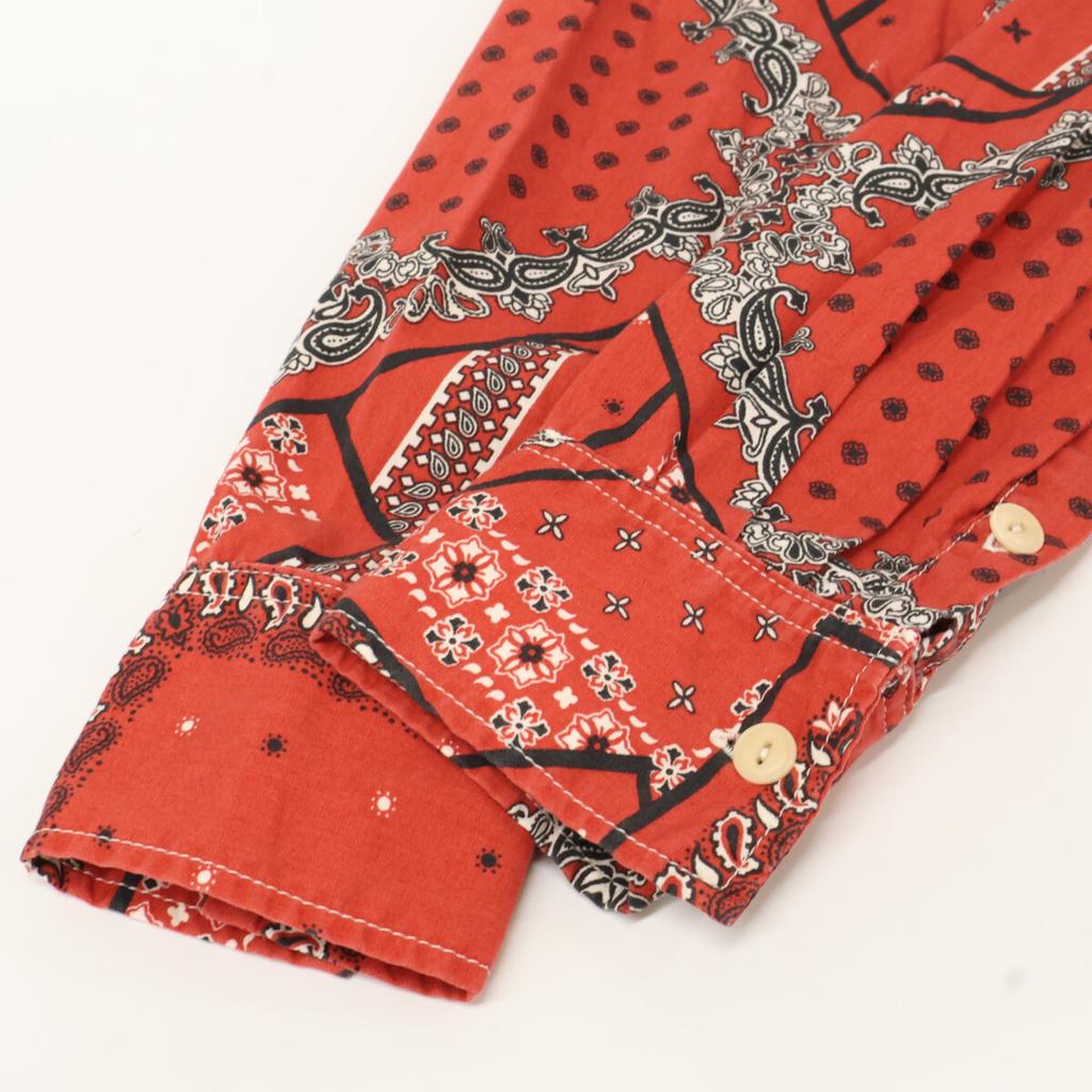 REMIRELIEF Red Bandana Pattern Long Sleeve Shirt Tops S RedUsed