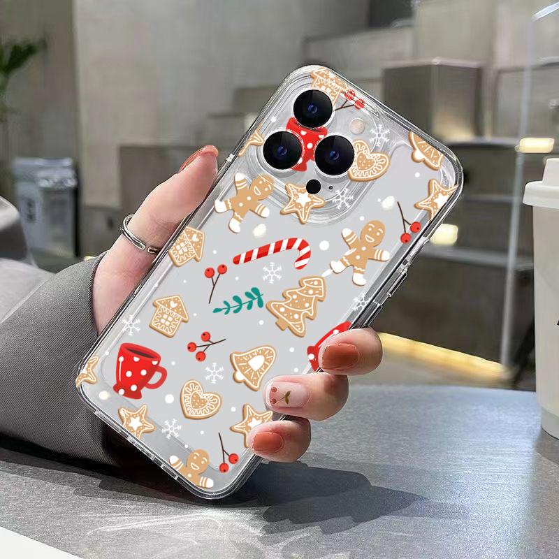 Christmas Tree Snowflake Gingerbread Man Clear Phone Case For iPhone 17 16 15 14 Pro Max 13 12 11 XS X XR 7 8 Plus 16E Air Cover
