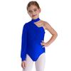Jenter Ene Skulder Danse Drakotard Sceneopptredelseskostyme Mock Neck Langermet Rynket Nettoverlegg Bodysuit for Barn Gymnastikk