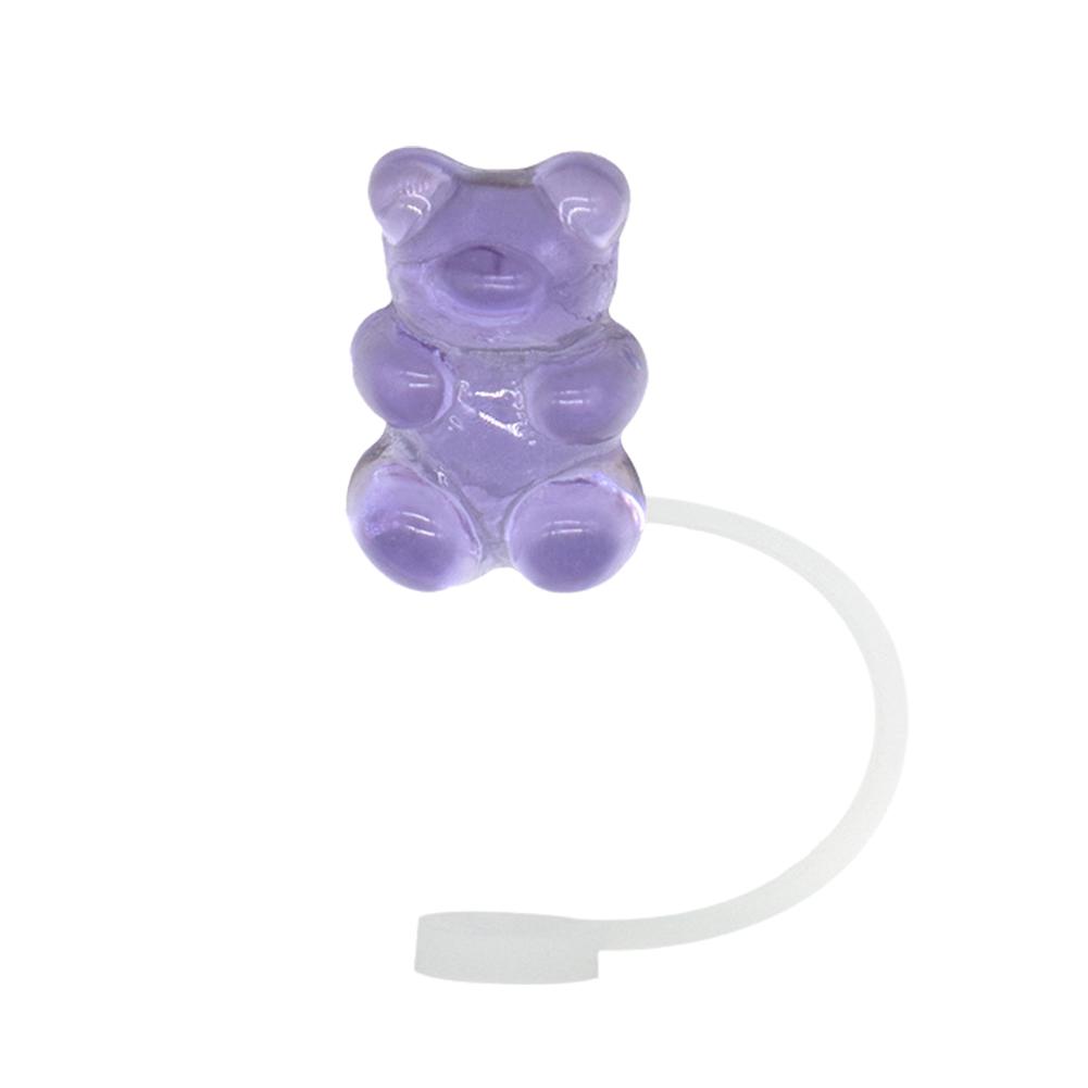 8mm Acrylic 3D Colorful Bear Silicone Straw Topper Tumbler Dust-proof . Straw Party Cup Accesso X3G2