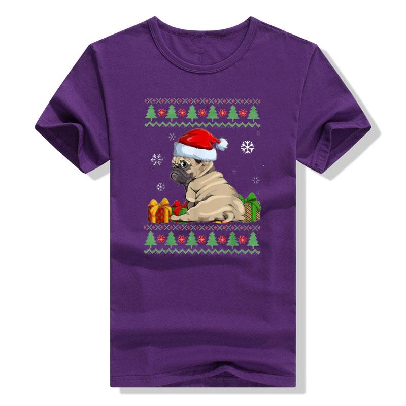 Cute Pug Christmas Costume Santa Hat Ugly Tree Dog Santa Xmas Classic T-Shirt Gifts Animal Printed Basics Graphic Tee Y2k Tops
