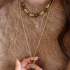 High-End Retro Tiger Eye Square Pendant Necklace - Stylish & Versatile Sweater Chain