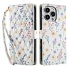 Étui en Cuir Motif Floral Mode Luxe Pour iPhone 16 15 14 13 12 11 17 Pro Max Plus 16e Portefeuille à Rabat Affaires Couverture avec Emplacement pour Carte