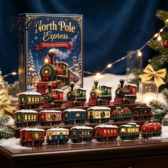 Acrylic Festive Decoration Transportation Vehicles Advent Calendar 2026 for Kids, 24 Day Christmas Countdown Set Eve Surprise with Collectible