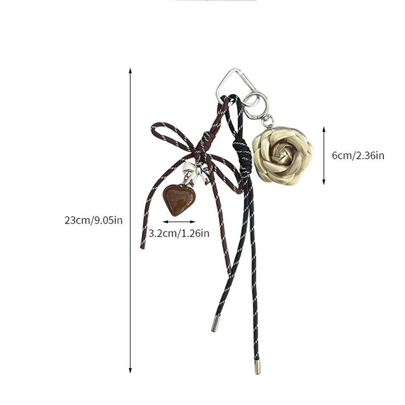 Retro Kamelien Schlüsselanhänger Personalisierte geflochtene Seil Schleife Schlüsselring Y2K Kreative Trendige Schlüsselanhänger Tasche Anhänger Geschenke