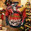Men's Casual Quick-Dry Mesh Golf Shirt Long Sleeve Top with Christmas Print
