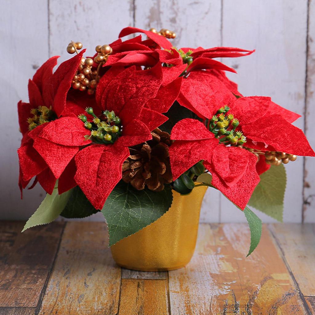 Kaufe Topf rote Weihnachtsstern Pflanze Weihnachten knstliche Blume  Arrangement Geschenk Ornament zum Preis ab 23 | Joom