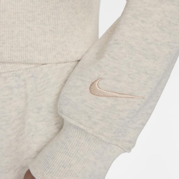 Nike Alphabet Logo Embroidered Half-Zip Stand Collar Sweatshirt Women Tops Oatmeal FZ4737-141