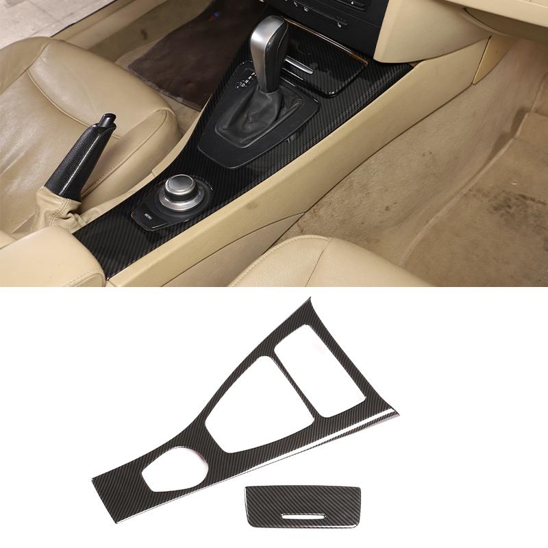 ABS Carbon Fiber Car Center Console Gear Shift Panel Frame Cover Trim For BMW 3 Series E90 E92 E93 2005-2012 LHD Car Accessories