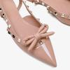 Fashion New Summer Rivet Bownot Solid Color Flat Sandals Fashionable Pointed Versatile Temperament Commuting Shopping Single Shoes 34-41