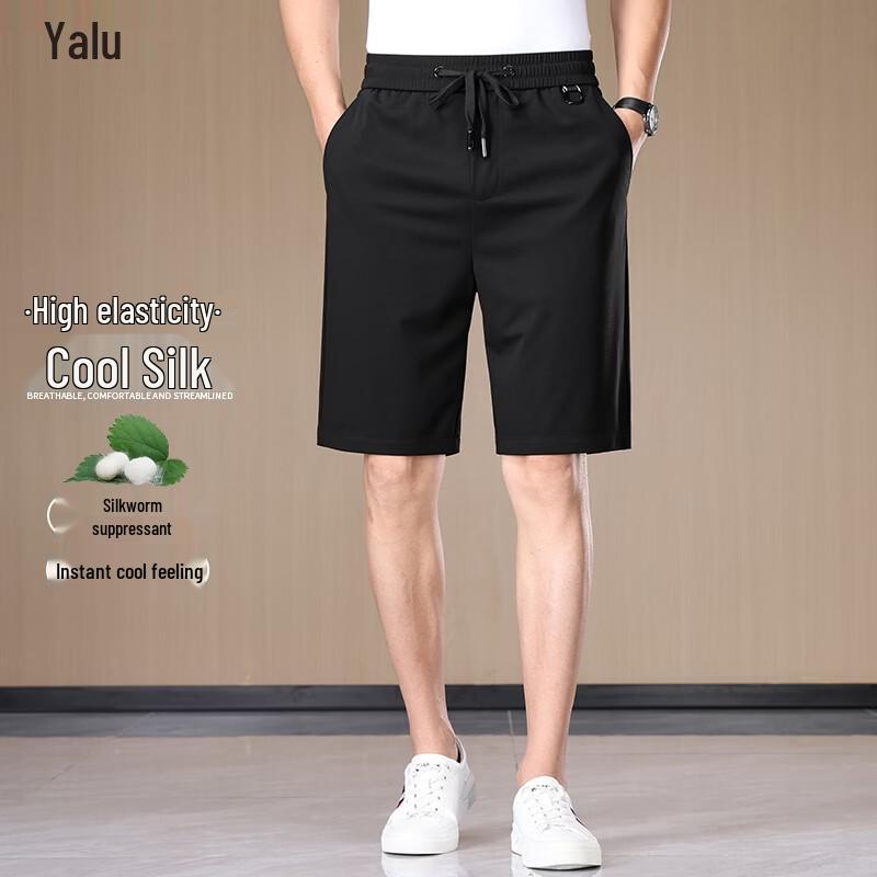 Yalu Men's Summer Silk Blend Quick-Dry Casual Shorts