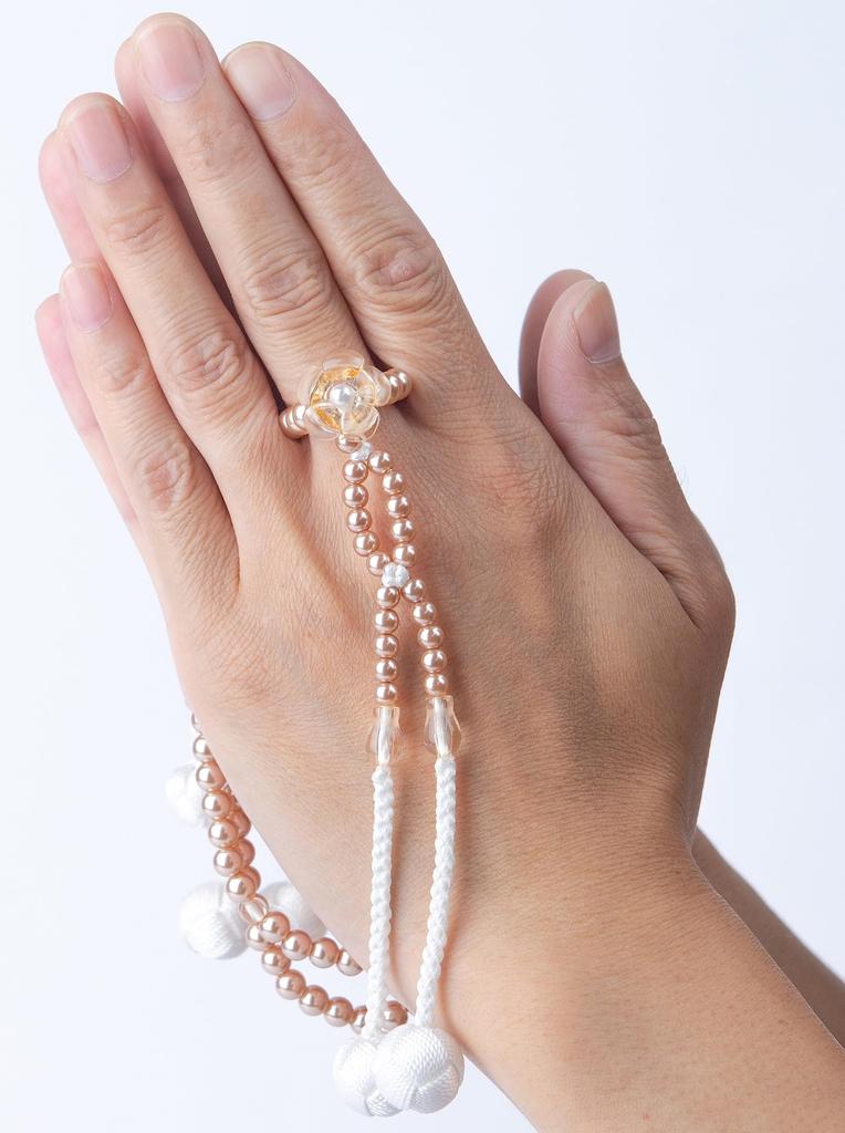 Kongodo Damen-Gebetskette [Flor] Bunte Gebetskette, Klein 8 Zoll, Kunststoff, Rosa (Champagner Gold)