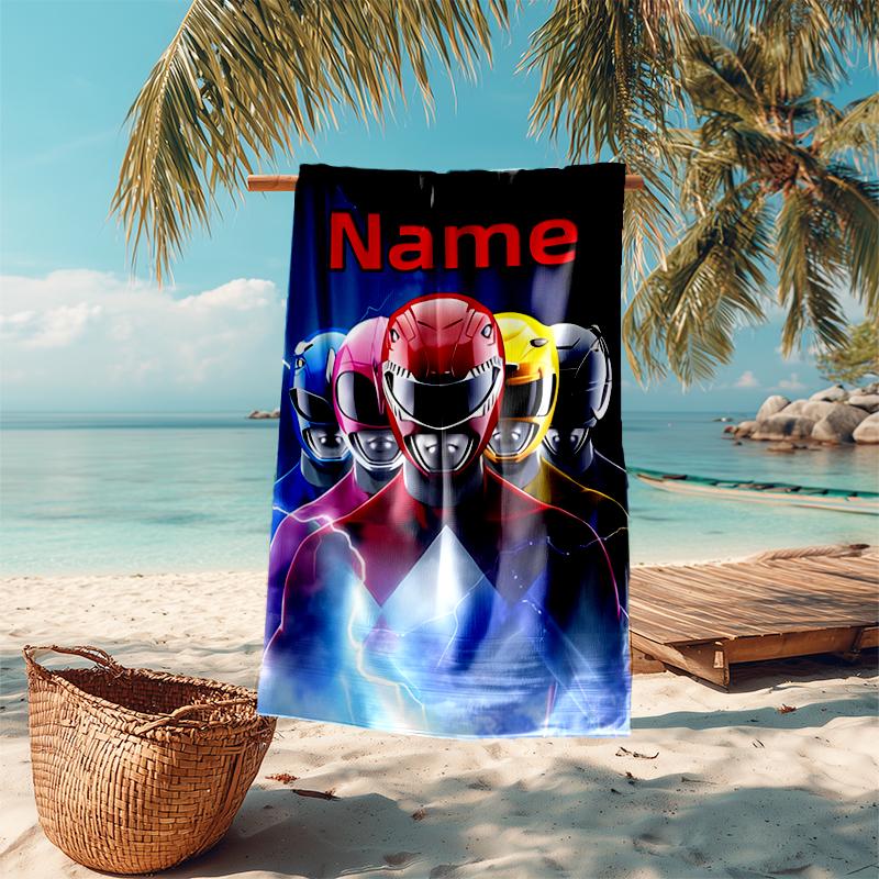 Personalized customized proof beach towel with Mighty Morphin Power Rangers pattern - soft, absorbent,quick-drying,perfect swimming,camping&bathing