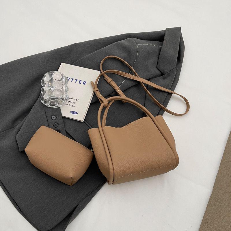 

Elegant Mother-and-Child Tote: Women s High-End Solid Color Basket & Bucket Crossbody Bag 2025