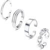 LOYALLOOK Sterling Silver 925 Toe Rings, Sterling Silver, Women's Adjustable Band Toe Ring Set, Cute Foot Rings, Toe Rings, 4-Piece Pinky Ring Jewelry