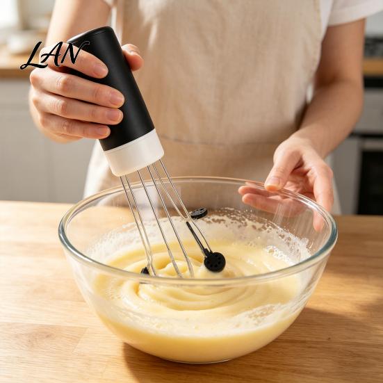 Frusta Elettrica Automatica per Salse, Mixer da Cucina a Mano Libera, 3 Velocità, Funzionamento a Batteria, Strumento di Mescolamento in Silicone, Gadget, Base Triangolare Stabile, Senza Fili