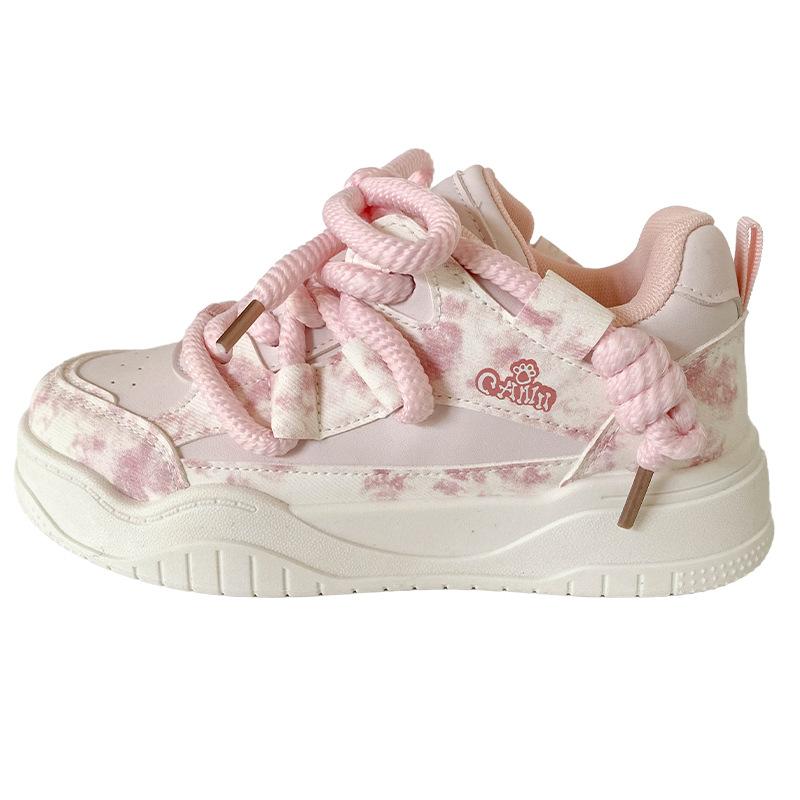 

B2210 латексная стелька/платформа нишевые туфли женская обувь 2025 весна новая круглая голова белые туфли туфли хлеб 35 розовый