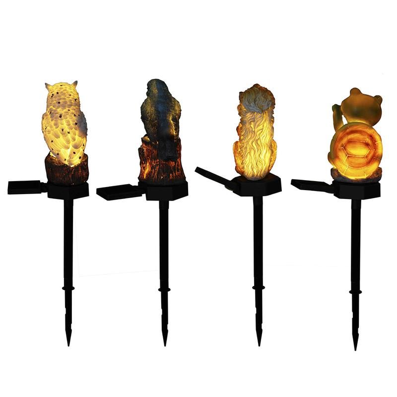 Garden Solar Lamp with Stake Turtle Owl Squirrel Bird Shaped Outdoor Pathway Light Flower Bed Decoration Waterproof Solar Light