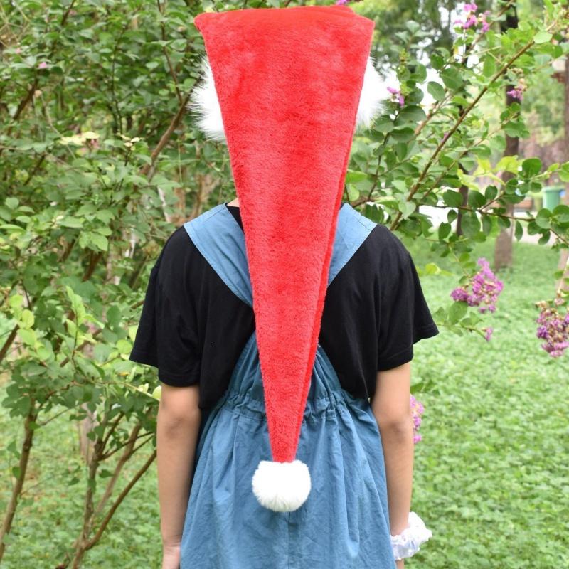 Long Red Christmas Hats for Adults Kids Velvet Santa Claus Xmas Hats Cap Merry Christmas New Year Festival Party Decoration