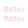 24 Pcs Rose Red Detachable Short Round French Tip Nails