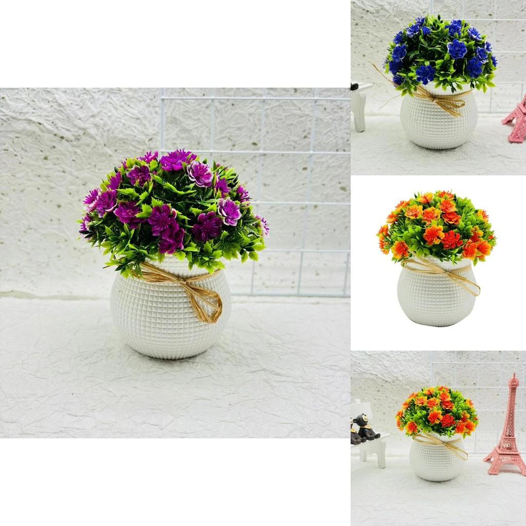 Artificial Chrysanthemum Indicum Hemisphere Potted Plant With Plastic Material For Home Decor