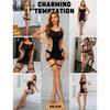 Babydoll Lingerie for Women Chemise - Fishnet Bodysuit Womens Sleepwear with Stocking Sexy Dress Bodystocking One Size
