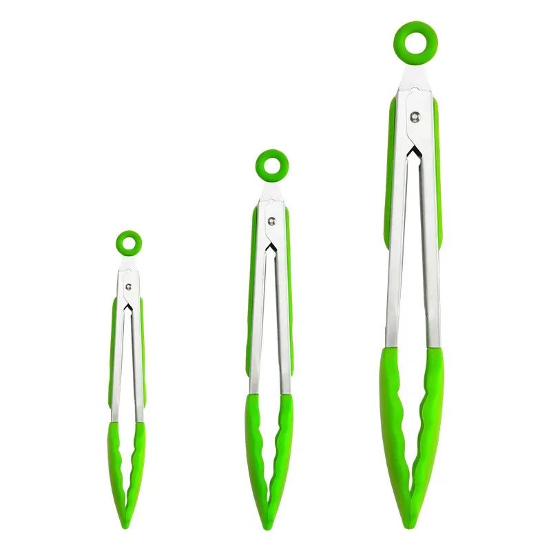 1/3Pcs Silicone BBQ Grilling Tong Salad Bread Serving Kitchen Tong Non-Stick Barbecue Grilling Cooking Tools with Joint Lock