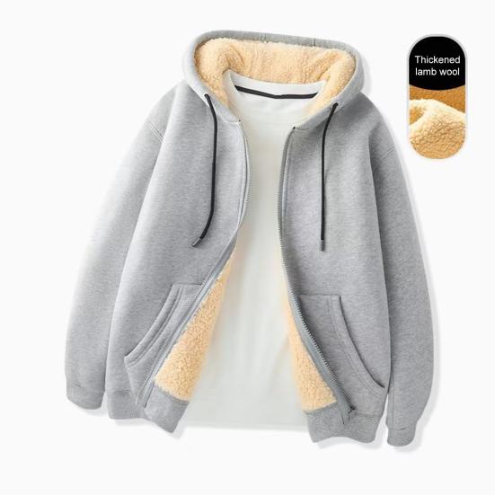 Fleece Thickened Hoodies Women Solid Color Zip Up Warm Lined
