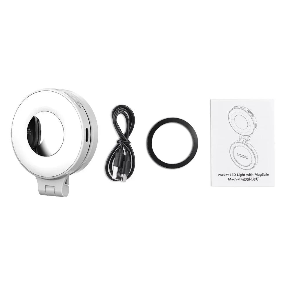BRDRC MagSafe Selfie Light for iPhone 16 15 14 13 12 Pro Max Magnetic Fill Light Adjustable Phone Stand Vlog Video Photography