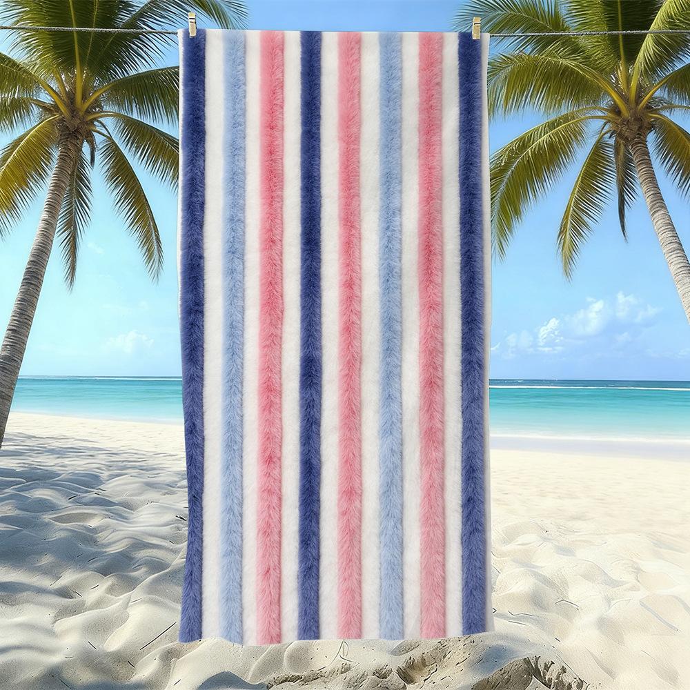 Populaire gestreepte bedrukte strandlaken Sneldrogend Zandvrij Volwassen Zwem Bad Handdoek Microvezel Handdoek