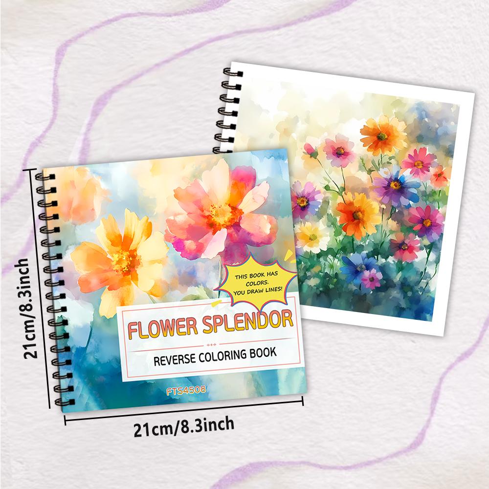 1 unidade, Livro de Colorir Floral Invertido, 30 folhas de 100gsm, Linhas Relaxantes e Criativas 'Tudo o que Precisa é um Livro de Caneta' Presente de Aniversário