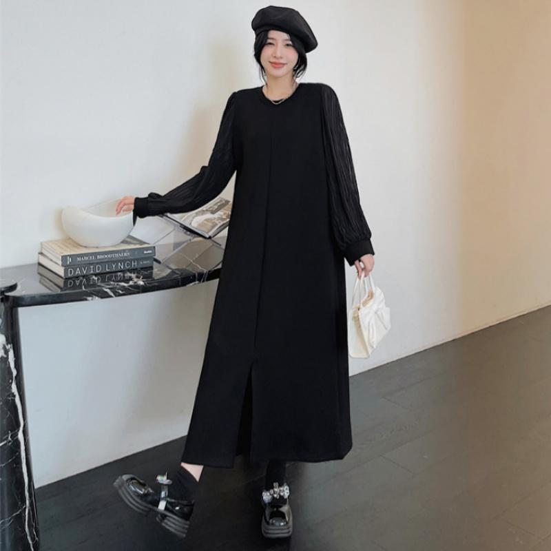 Long Sleeve Plus Size  Black Vintage New In Dresses for Women Casual Loose Spring Autumn Winter Dress