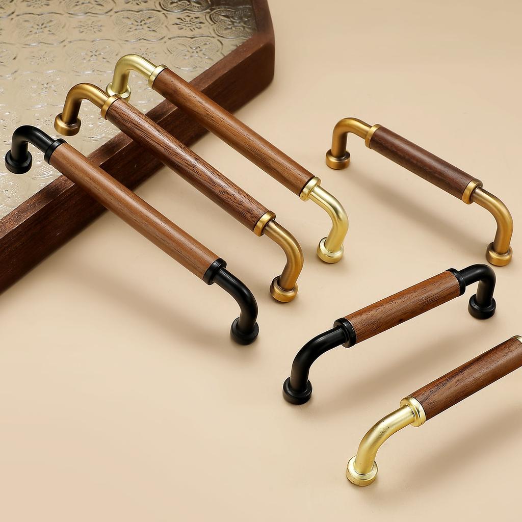 Walnut Pull Wardrobe Cupboard Handle Kitchen Door Cabinets Knobs Wood Cabinet Pull Nature Style Wooden Cabinet Handle