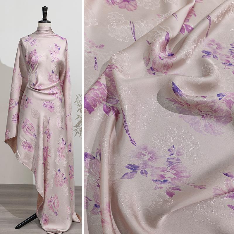 50x140cm Xiangyunsha Jacquard Fabric Modern Chinese Blouse Cheongsam Hanfu Skirt Designer Custom Textile Material