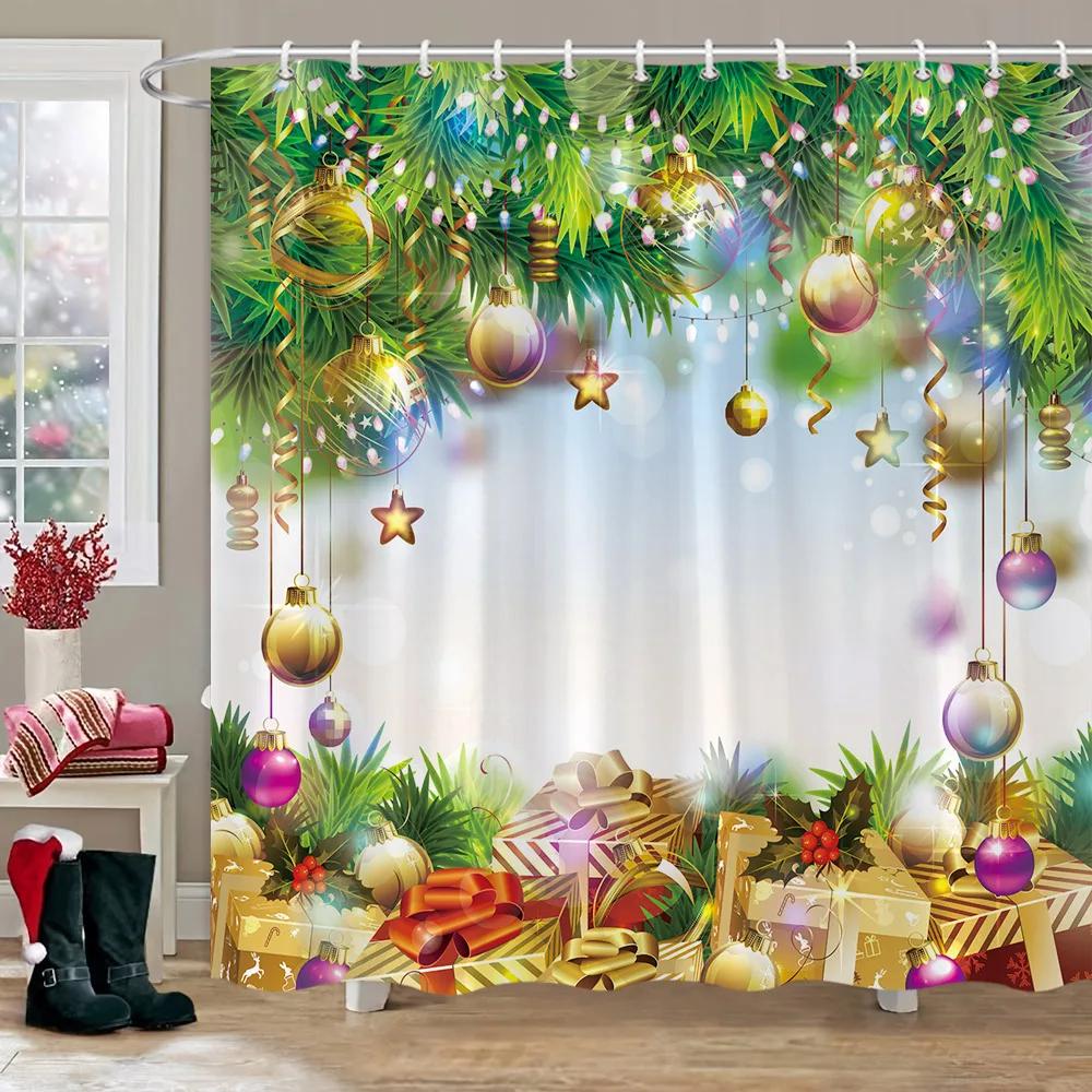 Weihnachts-Duschvorhang für Badezimmer, rustikaler Weihnachts-Bauernhaus-Duschvorhang, Vintage-Weihnachts-Duschvorhang für Wohnzimmer