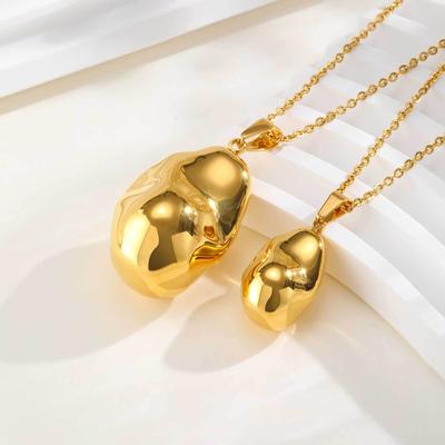 Joyería de Moda, Acero Inoxidable Diseño Geométrico Irregular Colgante Oval Hueco Collar Femenino Pn-2193