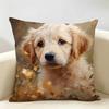 Cute Puppy Cartoon Kawaii Cushion Cover Natural Linen Organic Fabric DoubleSided Printing Room Sofa Decor Pillow Case