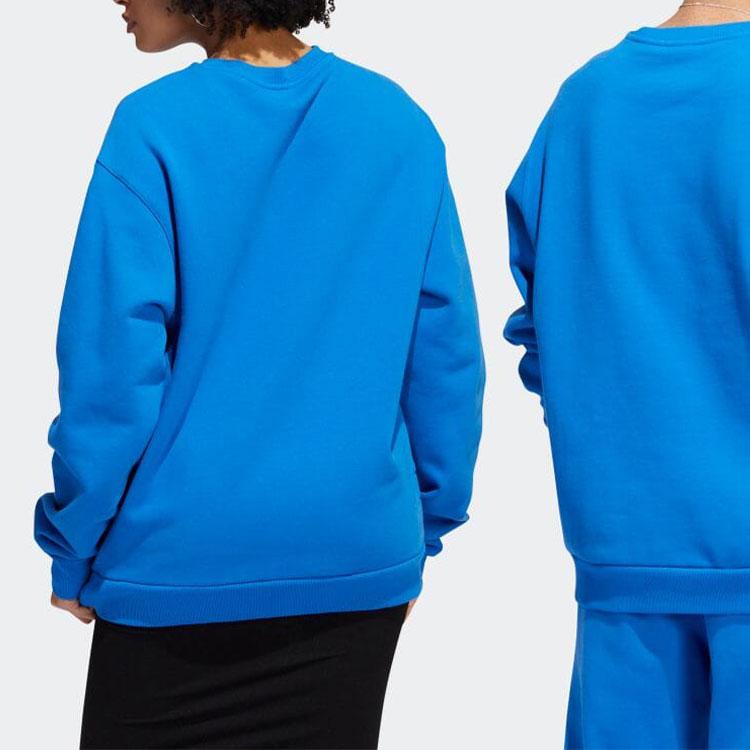 Adidas Originals Trefoil Solid Logo Embroidered Crew Neck Sweatshirt Unisex Sweatshirt Blue HK9869